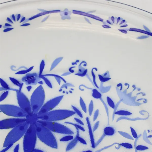 Vintage Blue & White Enamelware Plate 10.5in Rustic Collectible