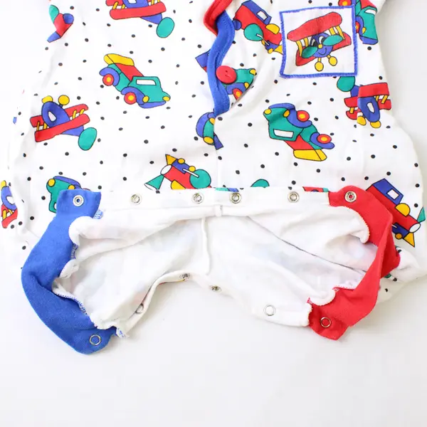 VTG Fred Bear Car and Plane Print One-Piece Baby's Size 3/6 Mos FLAWED