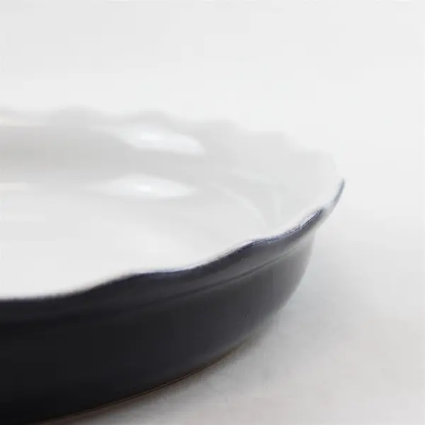 Vintage Emilie Henry Cobalt Ruffled Edge Pie Dish 11.75" White Interior