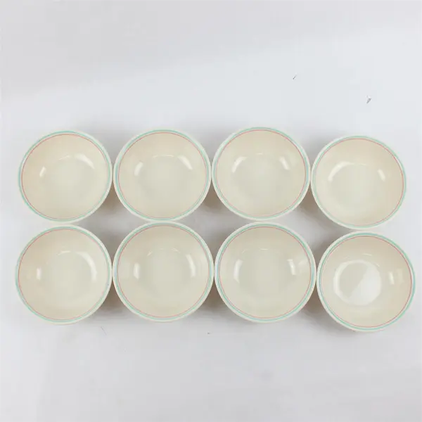 Set of 8 Corelle Forever Young Cereal Bowls White Teal & Pink Stripe