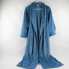 Pure Fiber Blue Plush Bathrobe Women's Large
