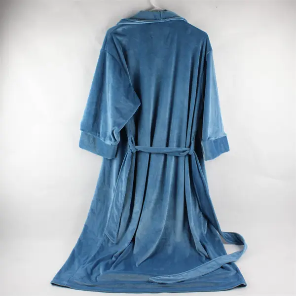 Pure Fiber Blue Plush Bathrobe Women's Large
