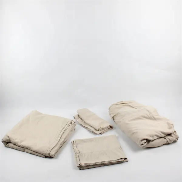 Lot Of 4 Liz Claiborne Beige Striped King Bed Set (2 Pillowcases, Fitted, Flat)