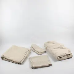Lot Of 4 Liz Claiborne Beige Striped King Bed Set (2 Pillowcases, Fitted, Flat)