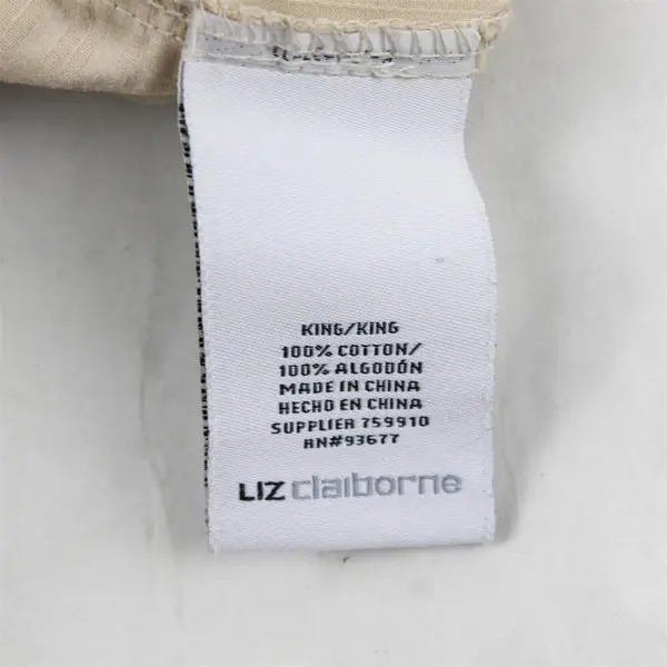 Lot Of 4 Liz Claiborne Beige Striped King Bed Set (2 Pillowcases, Fitted, Flat)