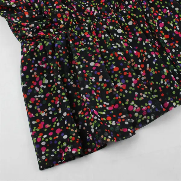 Nine West Sheer Multicolor Spotted Polka Dot Ruffled Blouse Women's Large