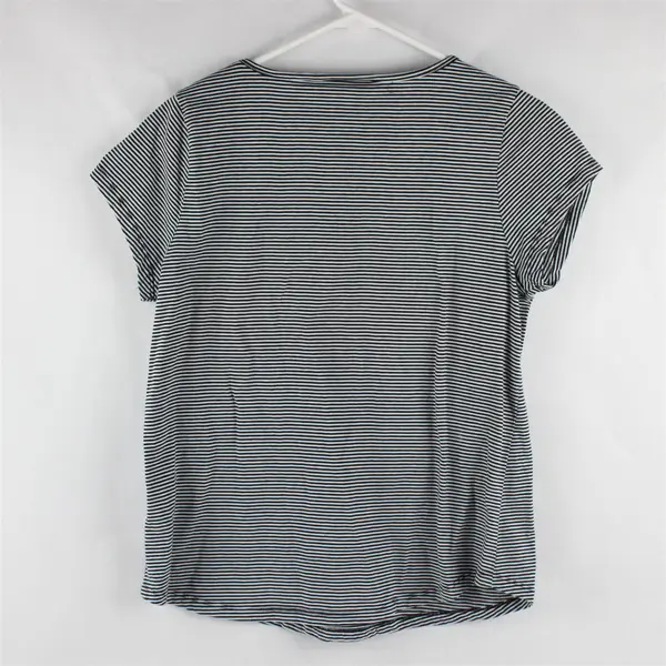 Jason Maxwell Black and White Striped Floral Graphic T-Shirt Women's Medium