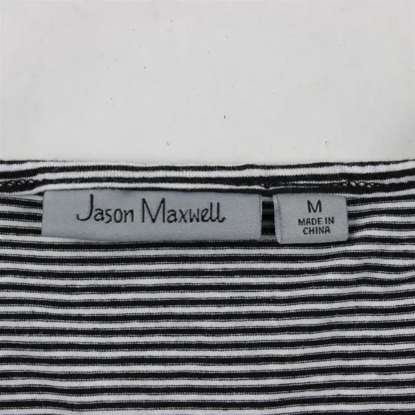 Jason Maxwell Black and White Striped Floral Graphic T-Shirt Women's Medium