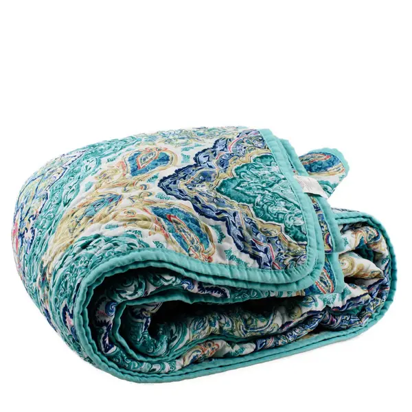 Mainstays Teal/White Paisley Patterned Queen Sized Bed Comforter 100% Polyester