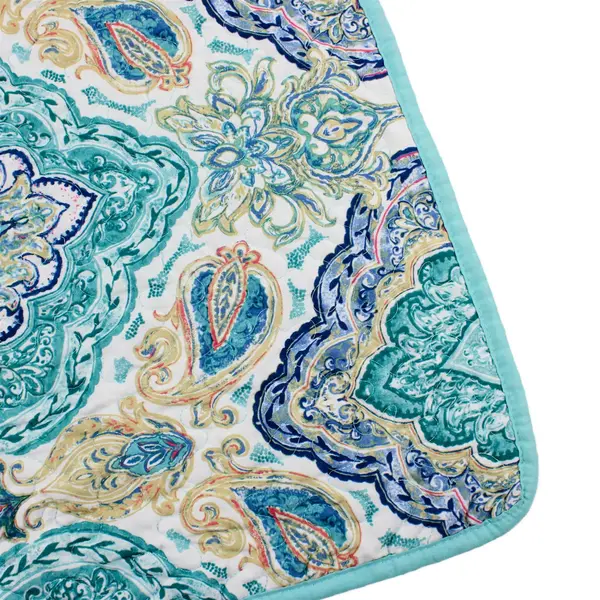 Mainstays Teal/White Paisley Patterned Queen Sized Bed Comforter 100% Polyester