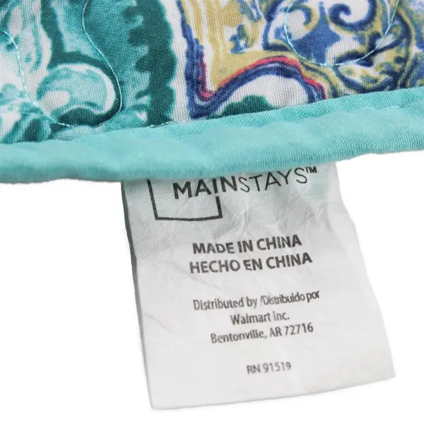 Mainstays Teal/White Paisley Patterned Queen Sized Bed Comforter 100% Polyester