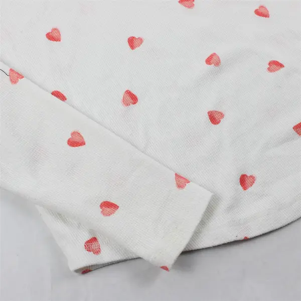 Lucky Brand Pink Heart Pattern White Long-Sleeved Shirt Women's Large