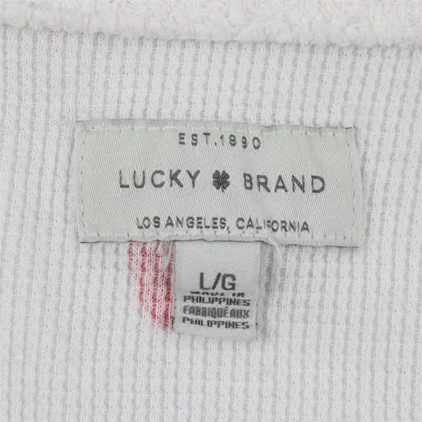 Lucky Brand Pink Heart Pattern White Long-Sleeved Shirt Women's Large