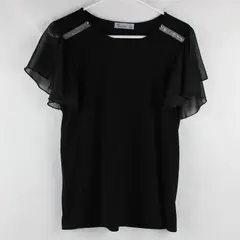 89th + Madison Black Bedazzled Butterfly Sleeve Blouse Women's Small