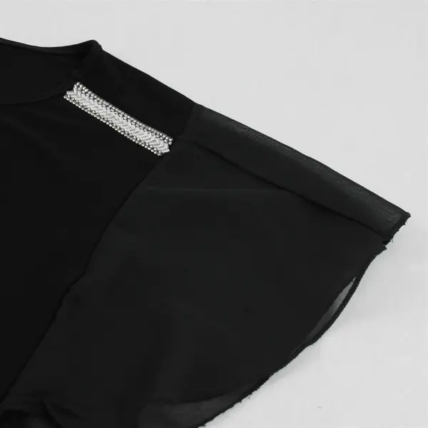 89th + Madison Black Bedazzled Butterfly Sleeve Blouse Women's Small