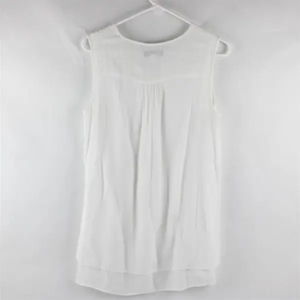 Cristina B Sheer White Sleeveless V-Neck Blouse Women's Small