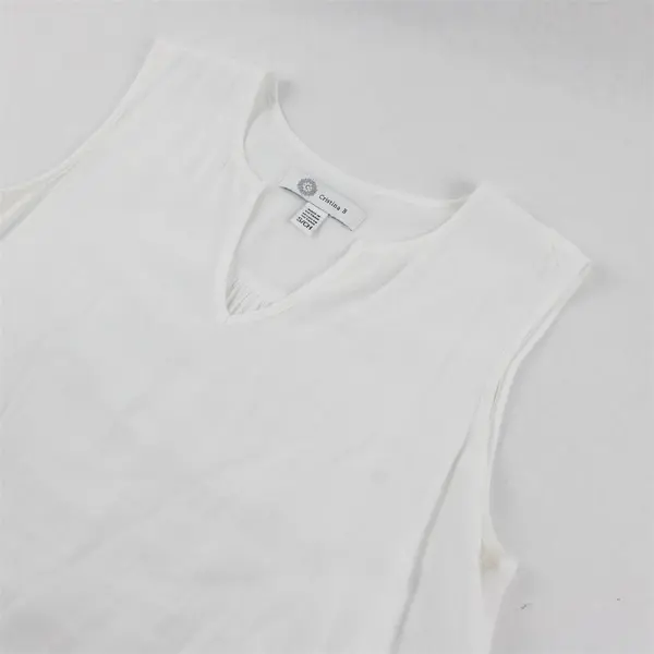 Cristina B Sheer White Sleeveless V-Neck Blouse Women's Small