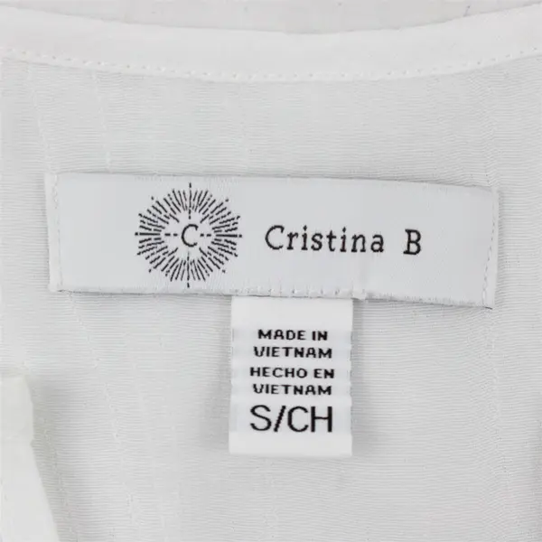 Cristina B Sheer White Sleeveless V-Neck Blouse Women's Small