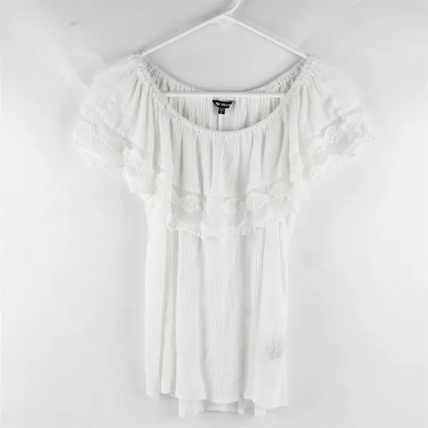 Unique Spectrum White Crochet Detail Peasant Blouse Women's Small