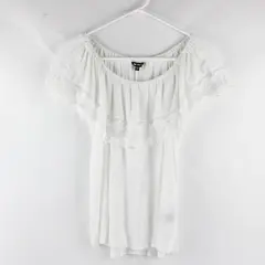 Unique Spectrum White Crochet Detail Peasant Blouse Women's Small