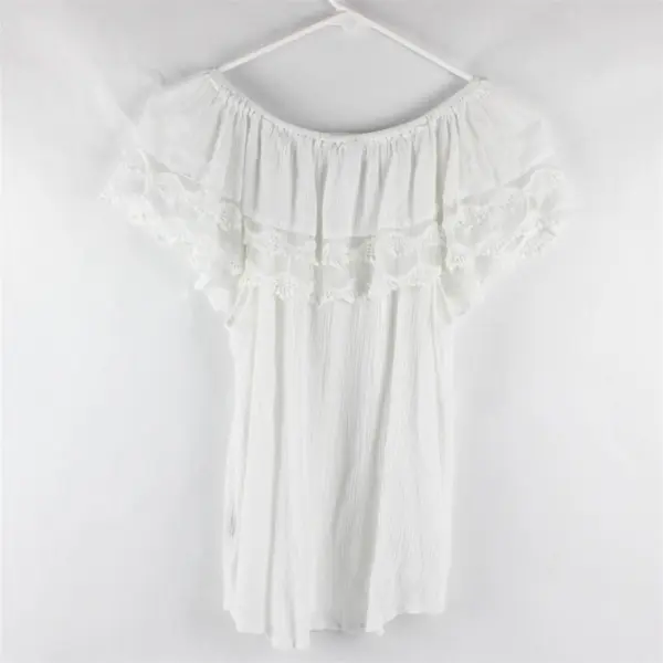 Unique Spectrum White Crochet Detail Peasant Blouse Women's Small