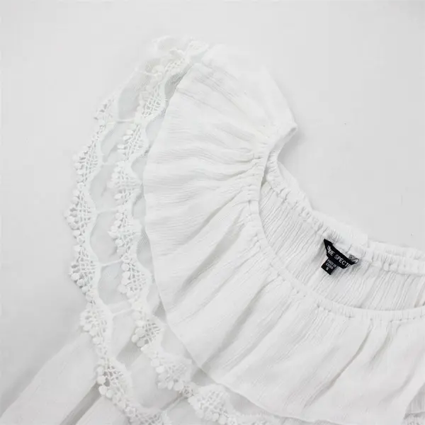 Unique Spectrum White Crochet Detail Peasant Blouse Women's Small