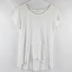 Style & Co. Sheer White Short-Sleeved Tiered Top Women's Small