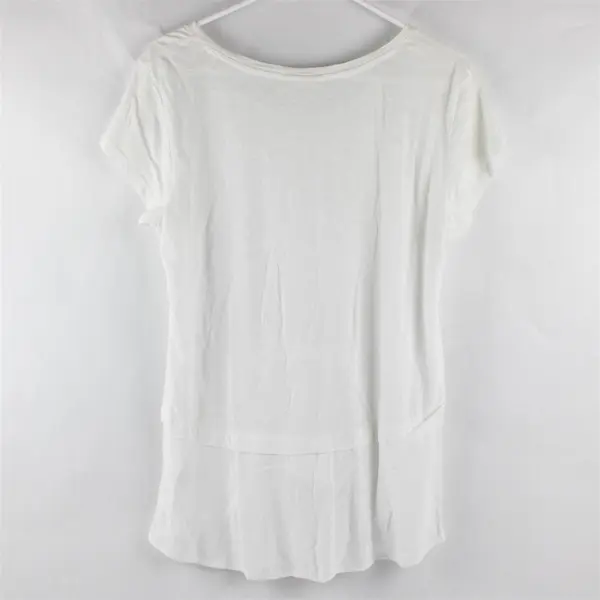 Style & Co. Sheer White Short-Sleeved Tiered Top Women's Small