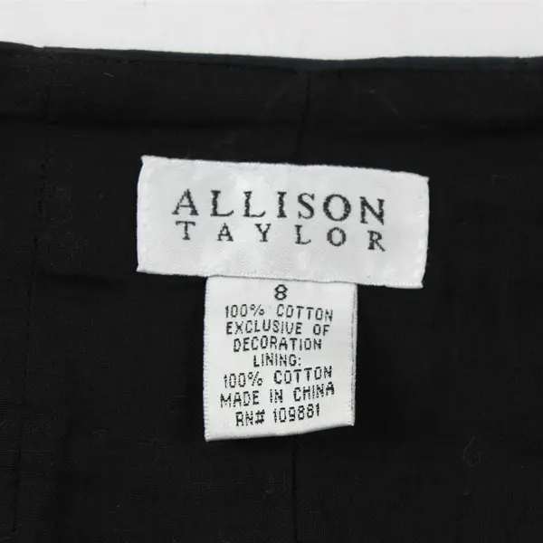 Allison Taylor White Floral Embroidered Black A-Line Midi Skirt Women's Size 8