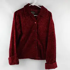 Vintage Carol Anderson Collection Red Fuzzy Textured Jacket Women's Medium