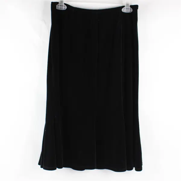 Vintage Notations Black Velour Midi Skirt Women's Medium