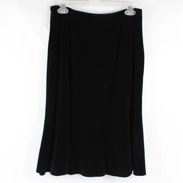 Vintage Notations Black Velour Midi Skirt Women's Medium