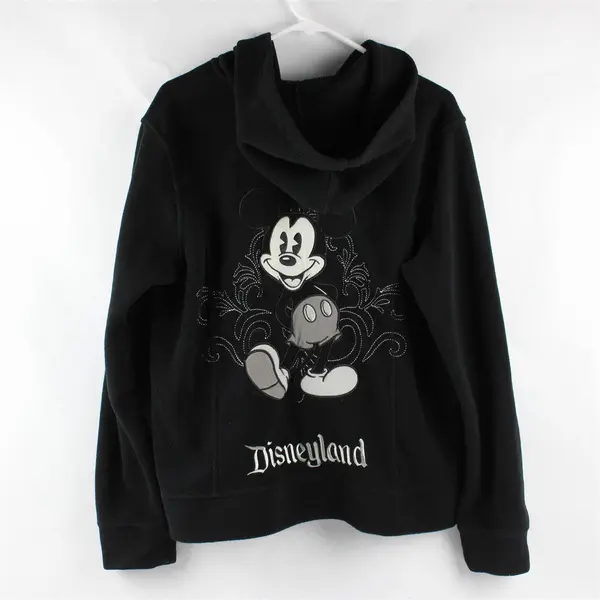 Disney Parks Mickey Mouse Embroidered Black Fleece Zip-Up Hoodie Women's XLarge