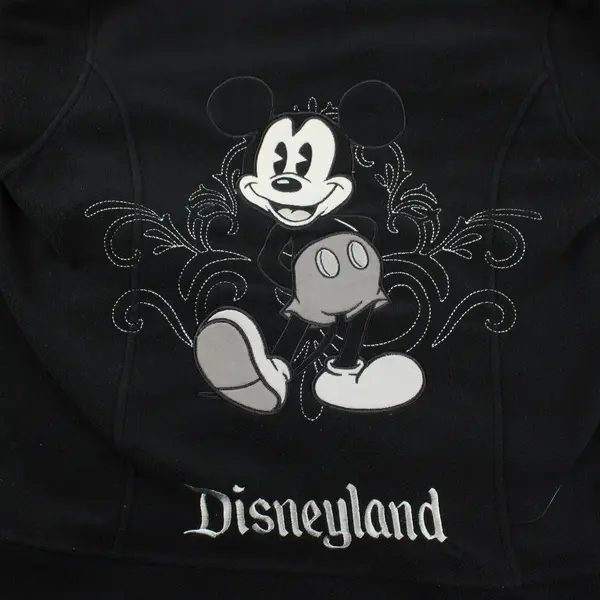Disney Parks Mickey Mouse Embroidered Black Fleece Zip-Up Hoodie Women's XLarge