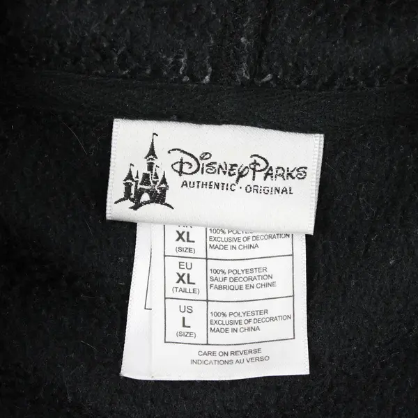 Disney Parks Mickey Mouse Embroidered Black Fleece Zip-Up Hoodie Women's XLarge