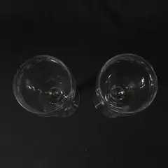 Set of 2 Crystal Etched Flower And Vine Wine Glasses 7"