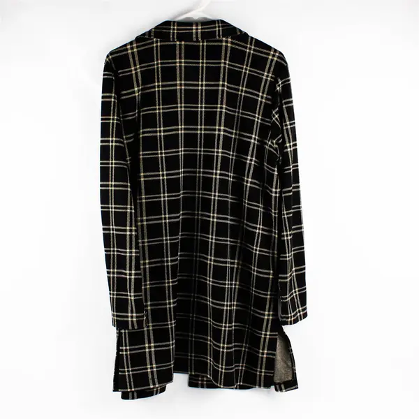 Maurices Black and Beige Plaid Open-Front Cardigan Women's XL