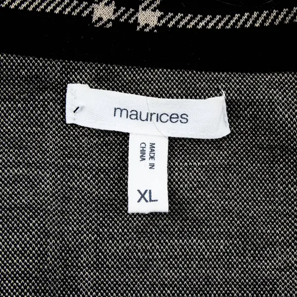 Maurices Black and Beige Plaid Open-Front Cardigan Women's XL