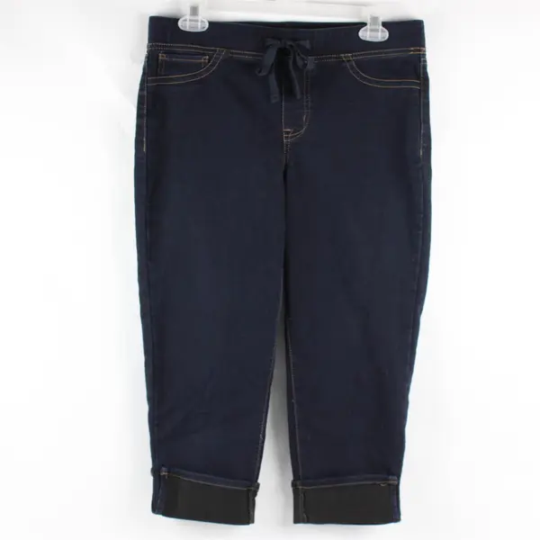 Just Be Dark Wash Cuffed Capri Jeggings Women's Small