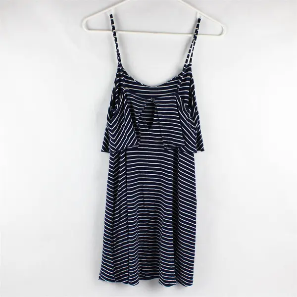American Eagle Navy Blue and White Striped Spaghetti Strap Tank Women's XS
