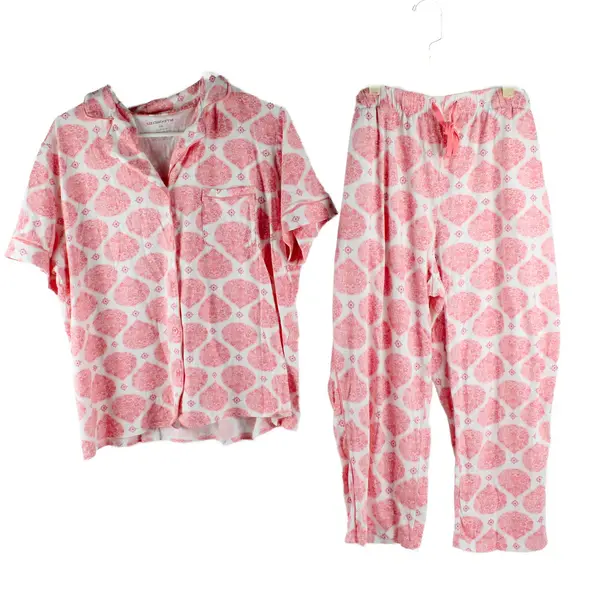 Liz Claiborne Pink and White Floral Pajama Set Women's XXL