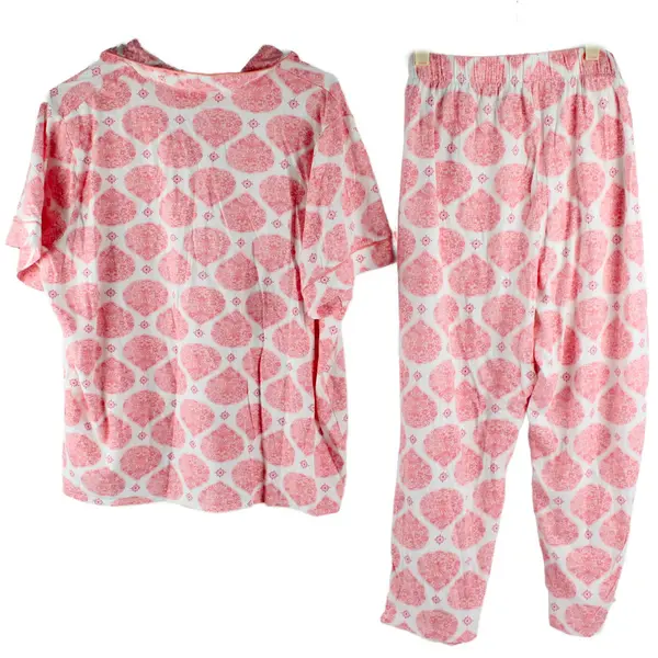Liz Claiborne Pink and White Floral Pajama Set Women's XXL