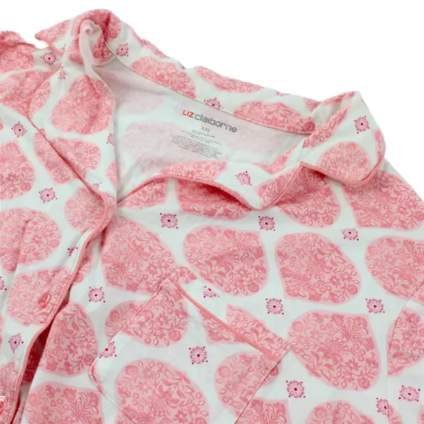 Liz Claiborne Pink and White Floral Pajama Set Women's XXL