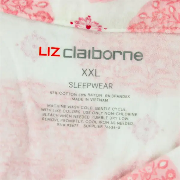 Liz Claiborne Pink and White Floral Pajama Set Women's XXL