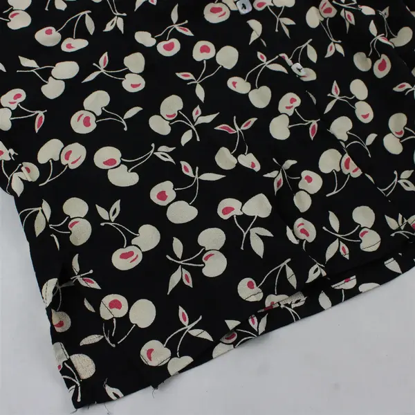 Black Off-White and Pink Cherry Pattern Sleeveless Button-Front Top Women's XL