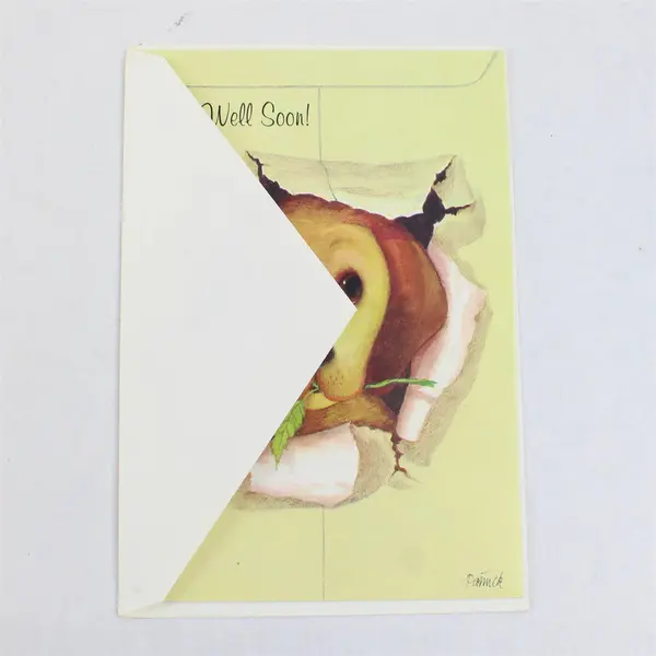 VTG 1988 Happy Moments by The Hope School Puppy Dog Get Well Card  UNUSED