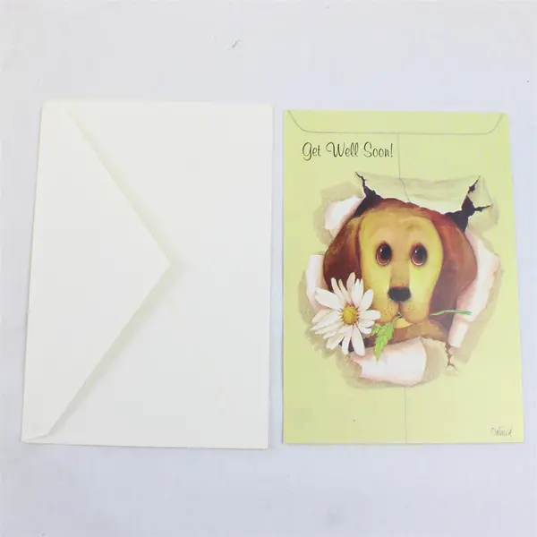 VTG 1988 Happy Moments by The Hope School Puppy Dog Get Well Card  UNUSED