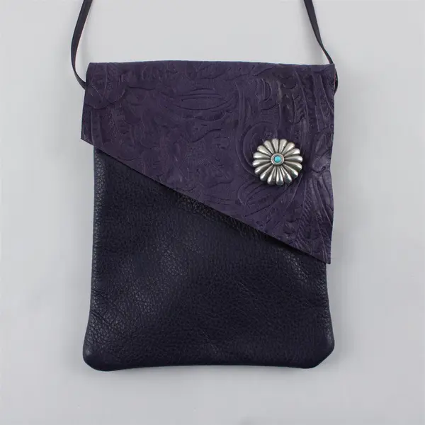 NWT Breezy Mountain Leather Purple "Tag Along 2" Leather Crossbody Purse