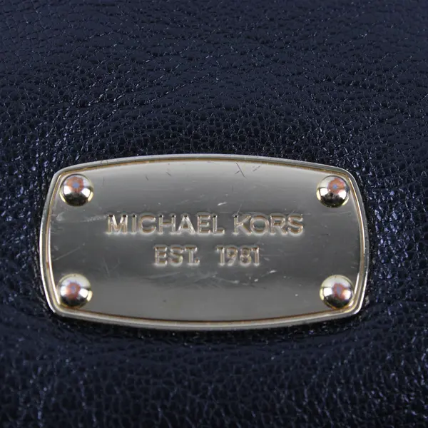 Michael Kors Black Pebbled Leather Bedford Gold Hardware Shoulder Bag 