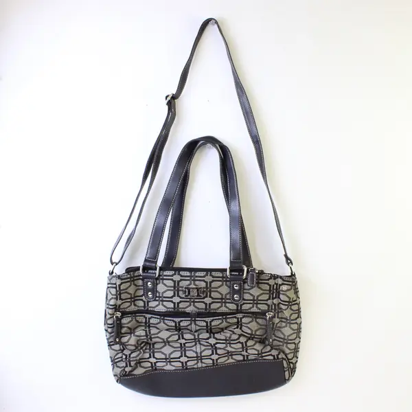 Treviso Black Gray Geometric Shoulder Bag Medium Women's Handbag